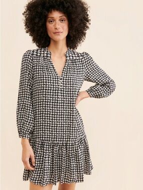 Anthropologie Maeve Black and White Houndstooth Blouse